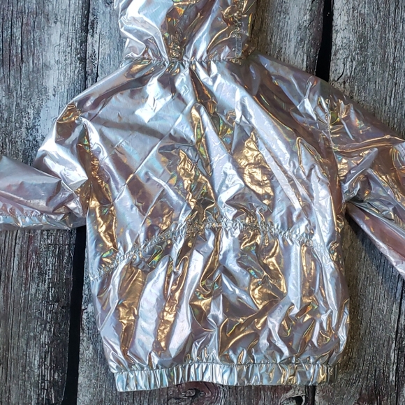 Cat & Jack Silver Iridescent Zip jacket sz XS 4/5 - Picture 6 of 9